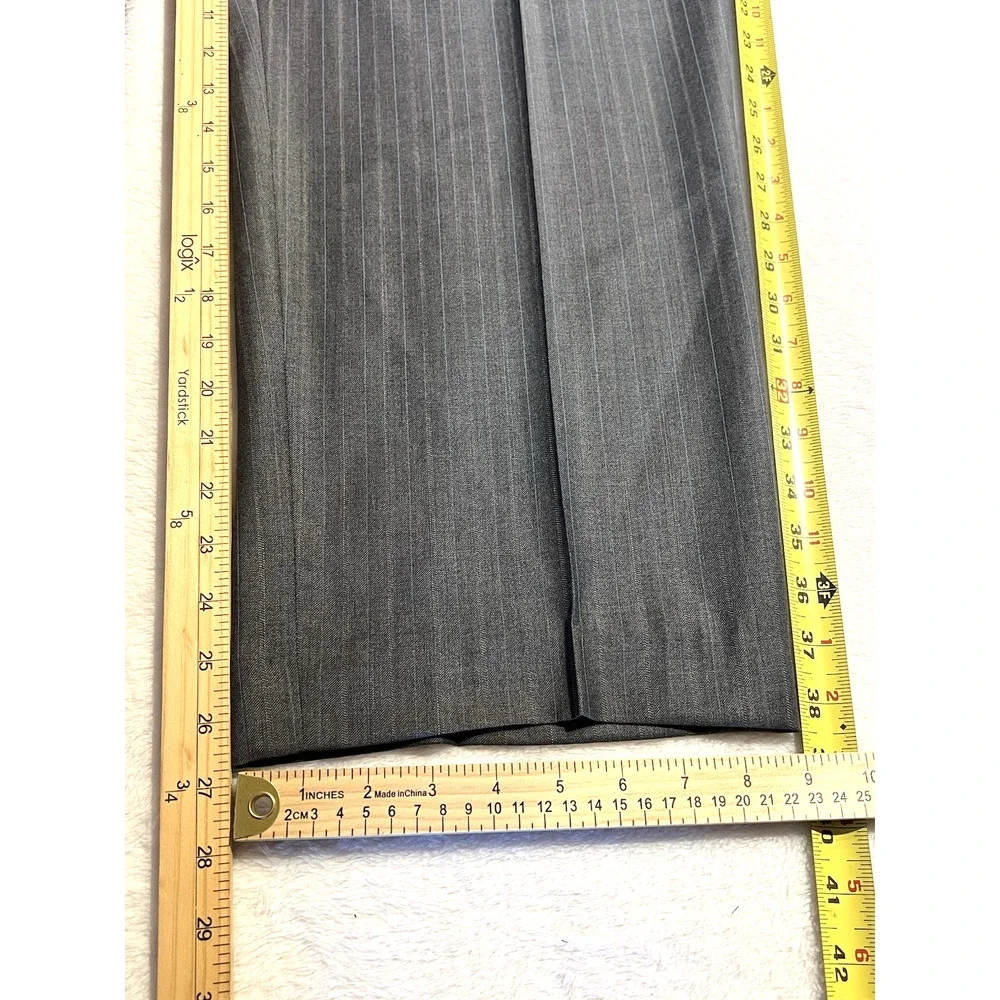 Hickey Freeman 44R 38x27 Gray with Ice Blue Multi-Stripe Quality Suit 3/2 Roll - Picture 15 of 16